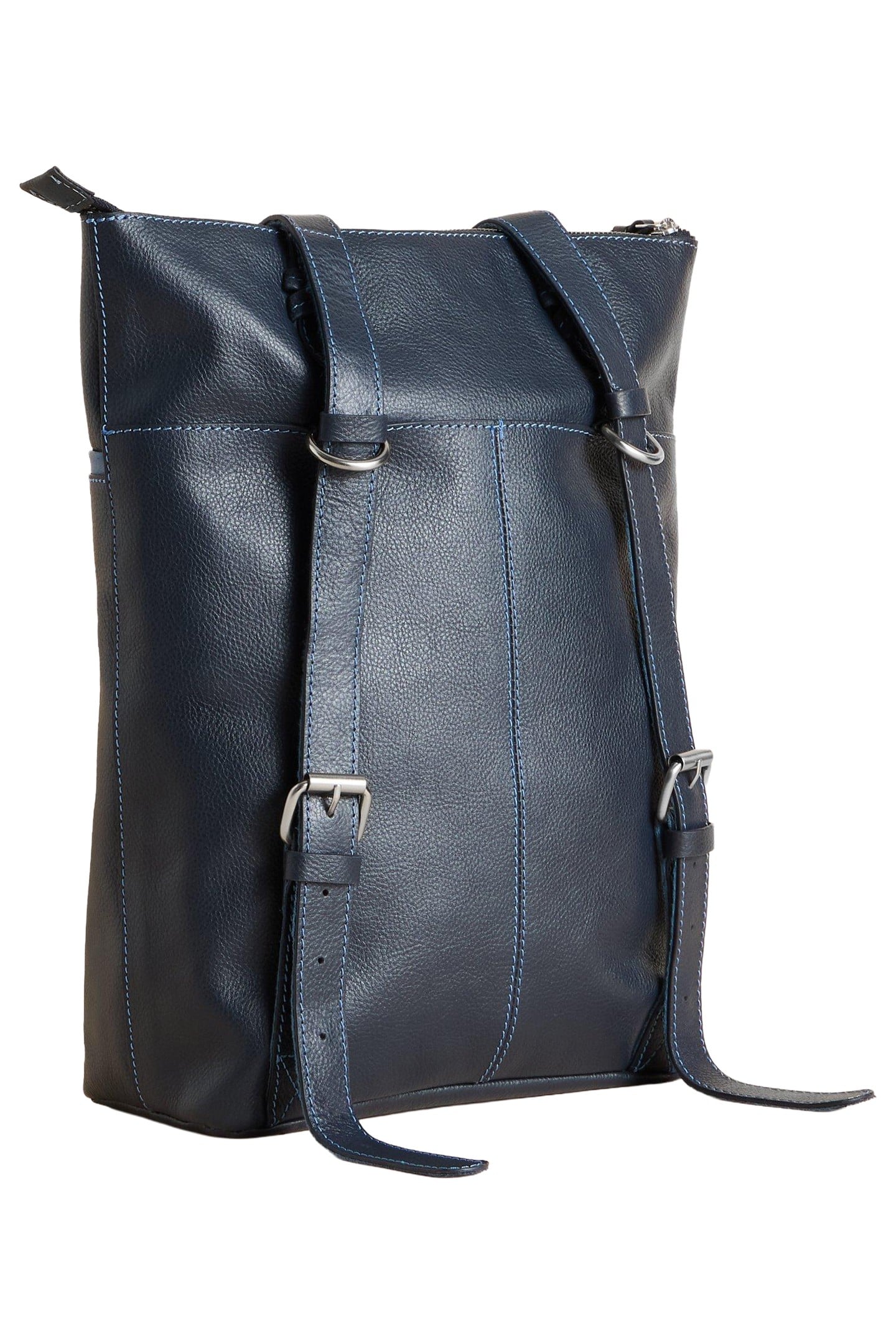LEATHER CONVERTIBLE BACKPACK FRENCH NAVY 3