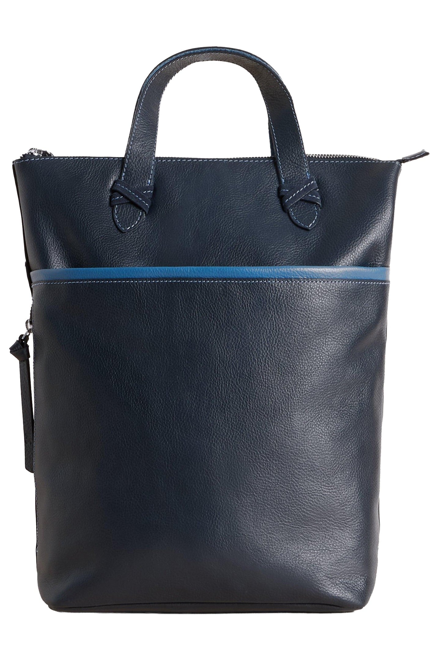 LEATHER CONVERTIBLE BACKPACK FRENCH NAVY 2