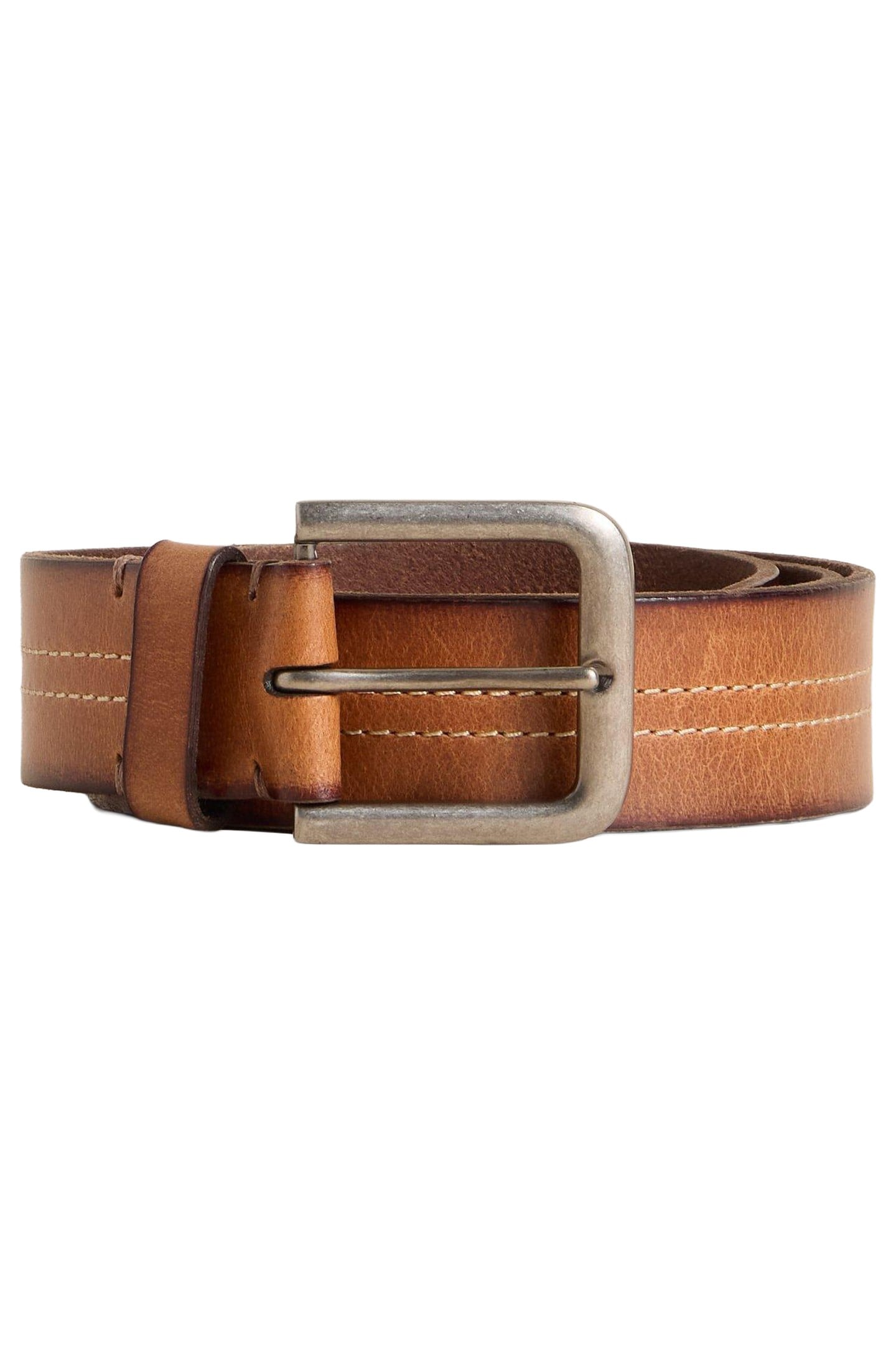 DOUBLE STITCH LEATHER BELT MID TAN 2