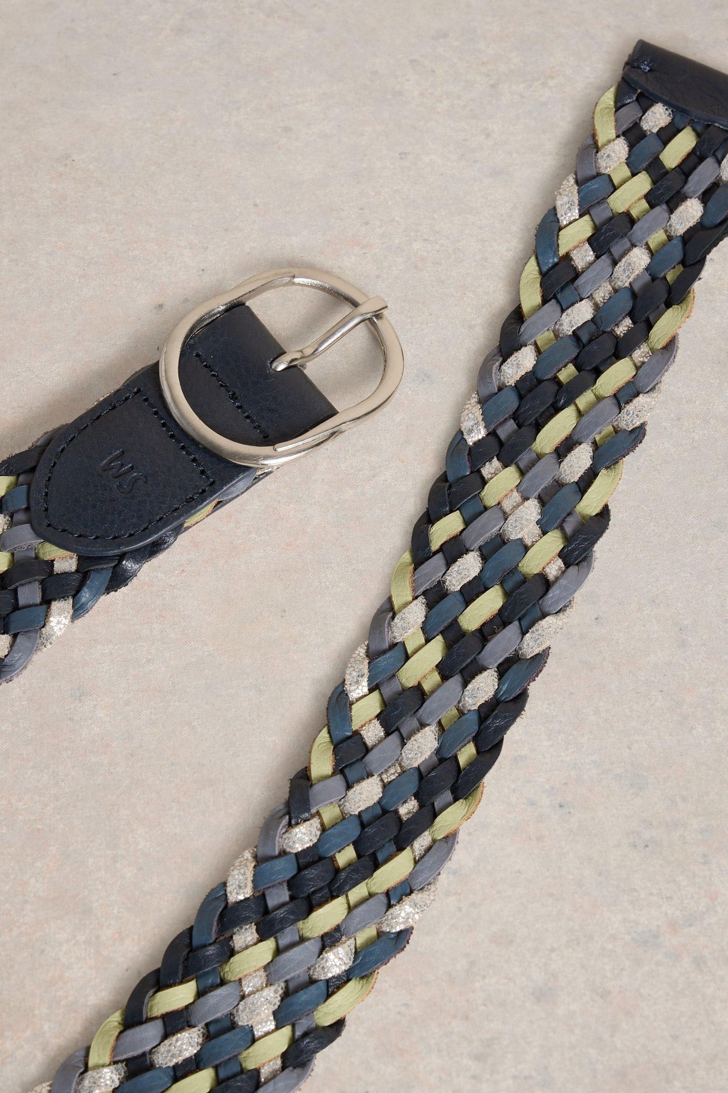 LEATHER WEAVE BELT BLUE MULTI 3