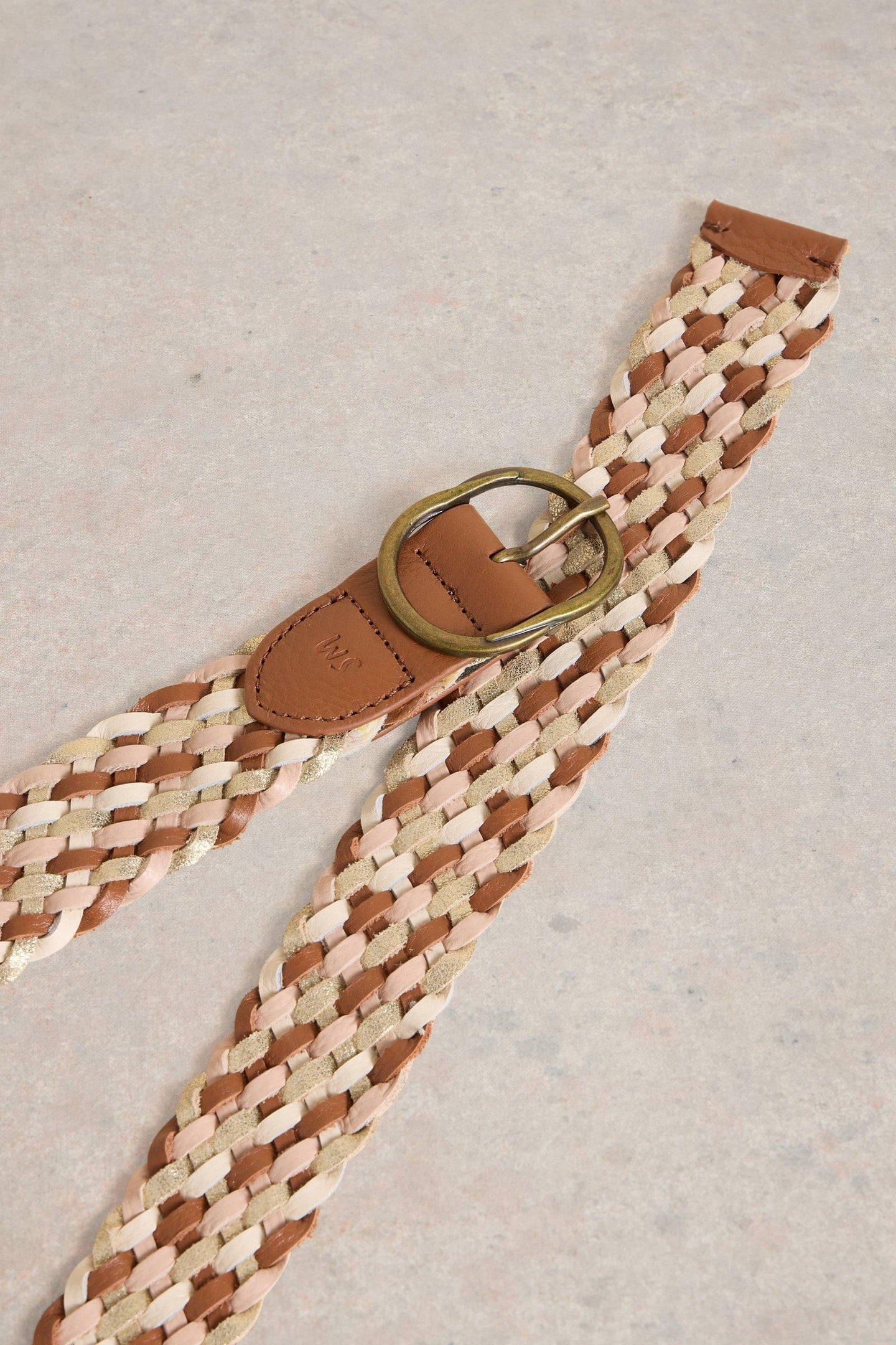 LEATHER WEAVE BELT MID TAN 2