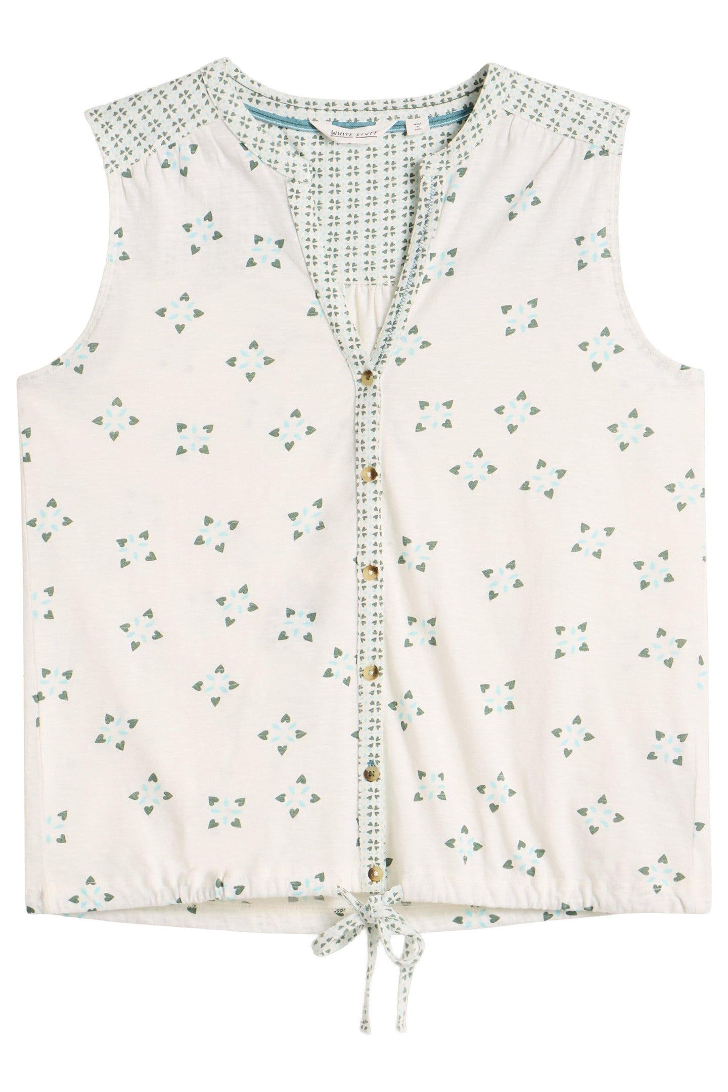 TULIP SLEEVELESS SHIRT WHITE PRINT 3