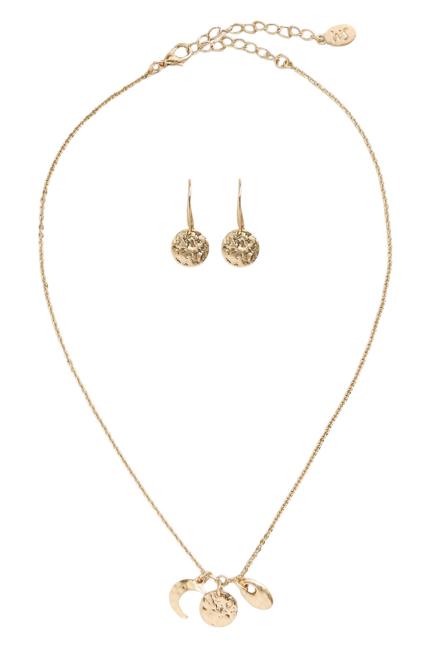 LUNA EARRING & NECKLACE SET GOLD TONE METALLIC 3