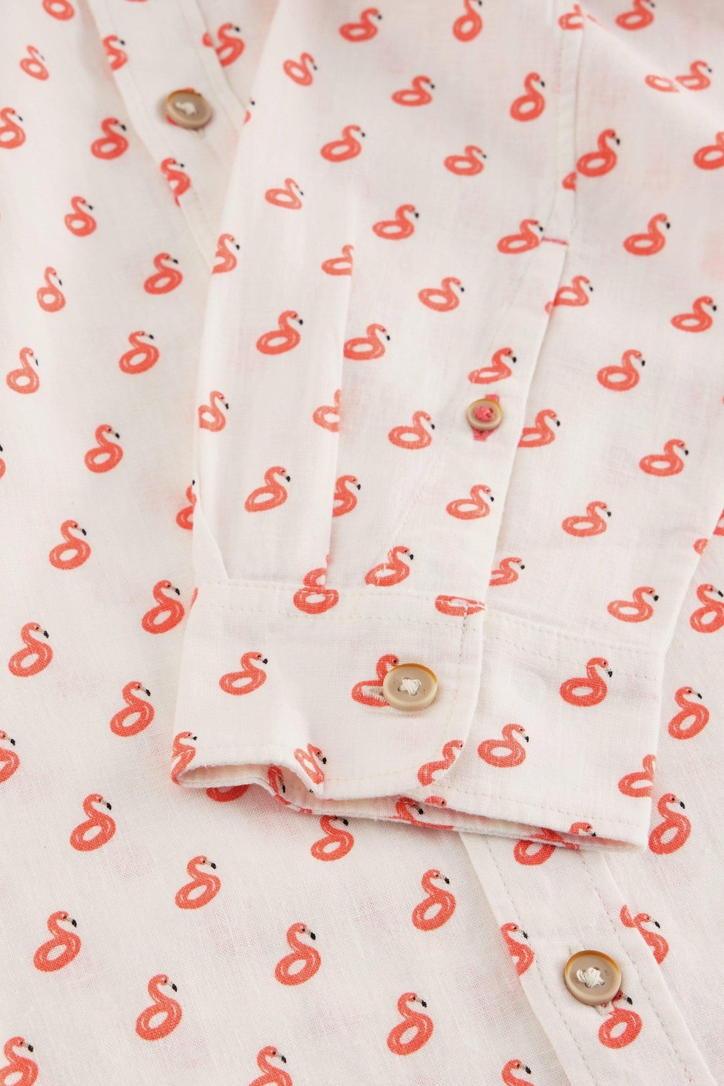 FLAMINGO PRINT LINEN SHIRT WHITE PRINT 4