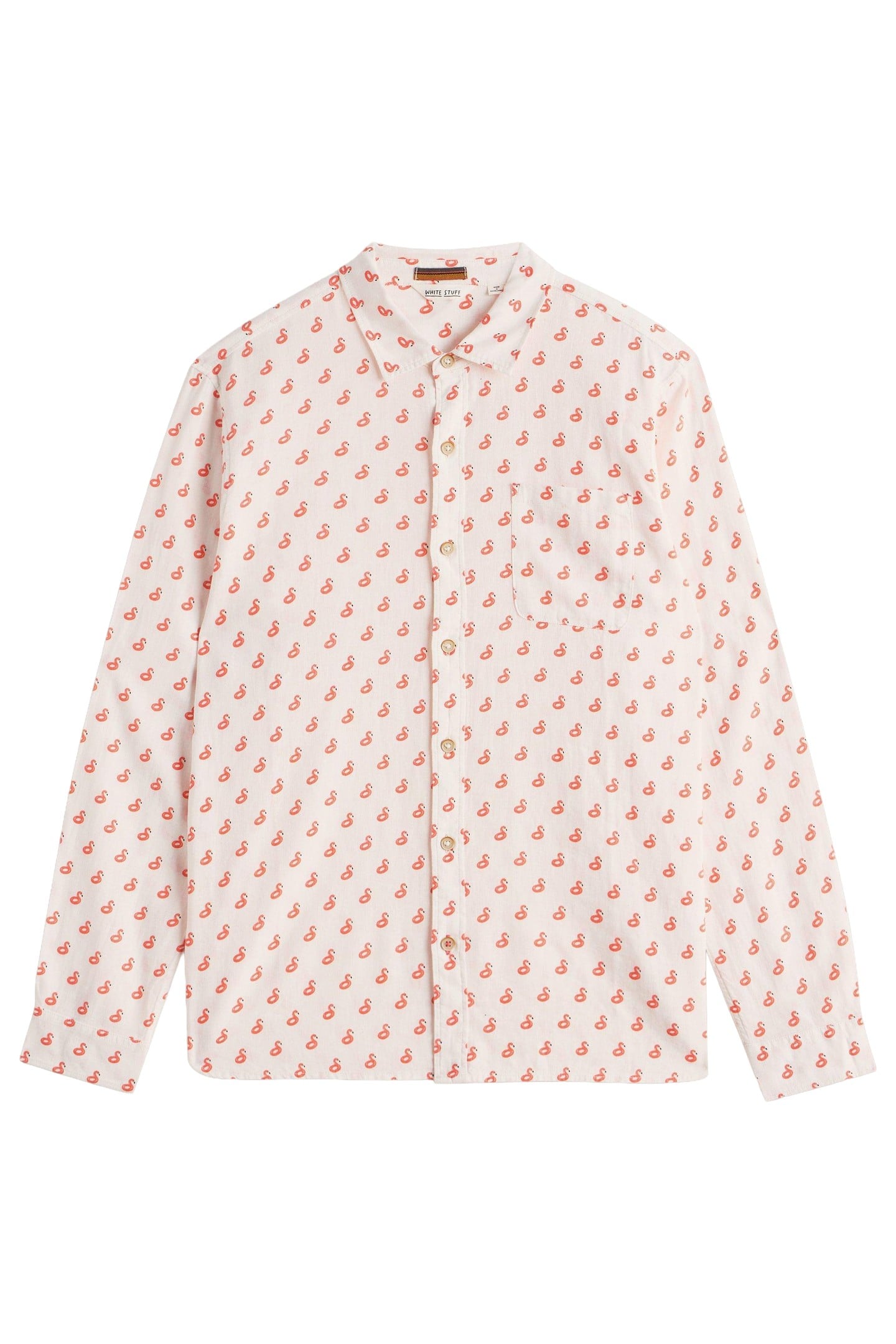 FLAMINGO PRINT LINEN SHIRT WHITE PRINT 3