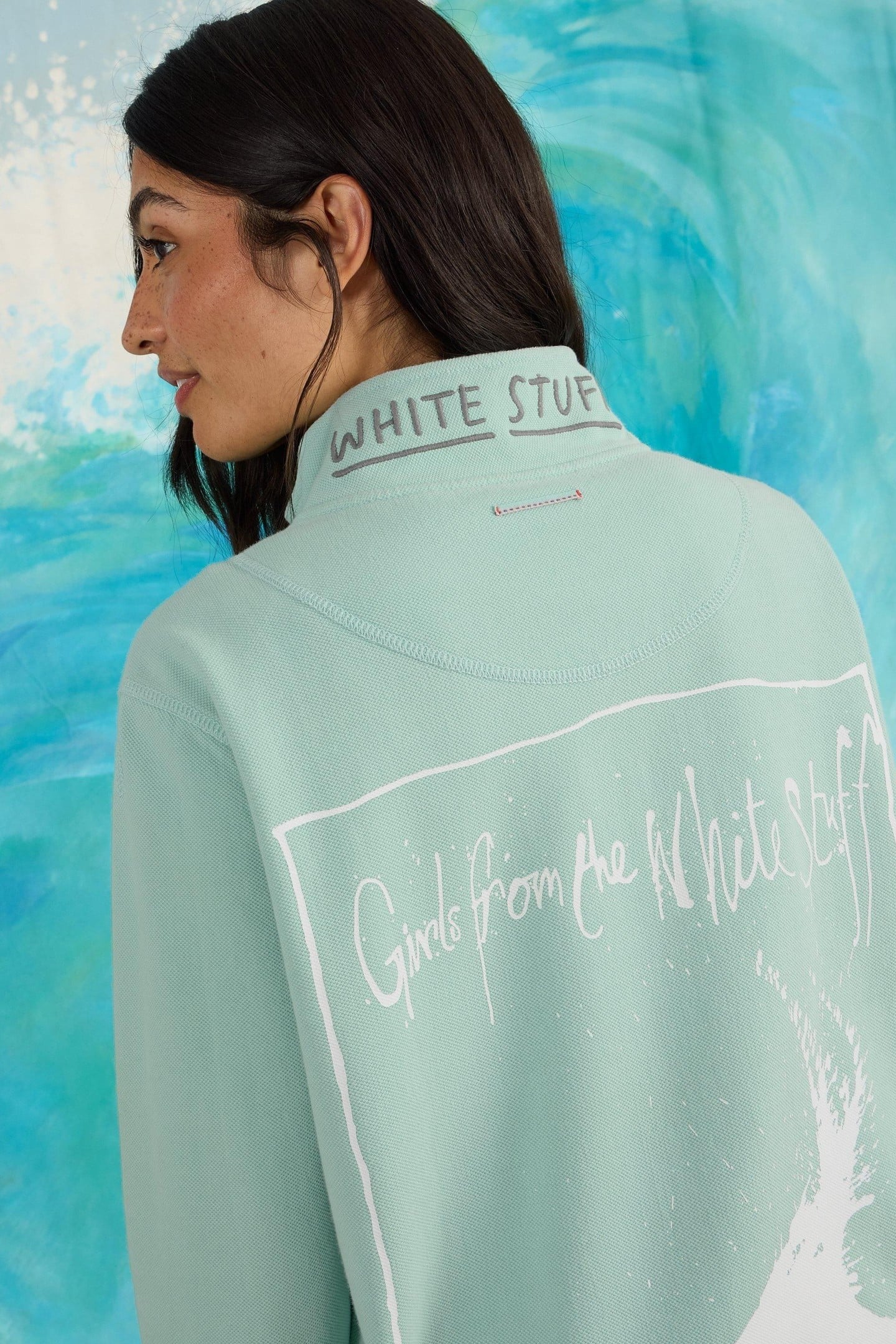 PIQUE PLAIN HALF ZIP SWEAT LIGHT BLUE 1