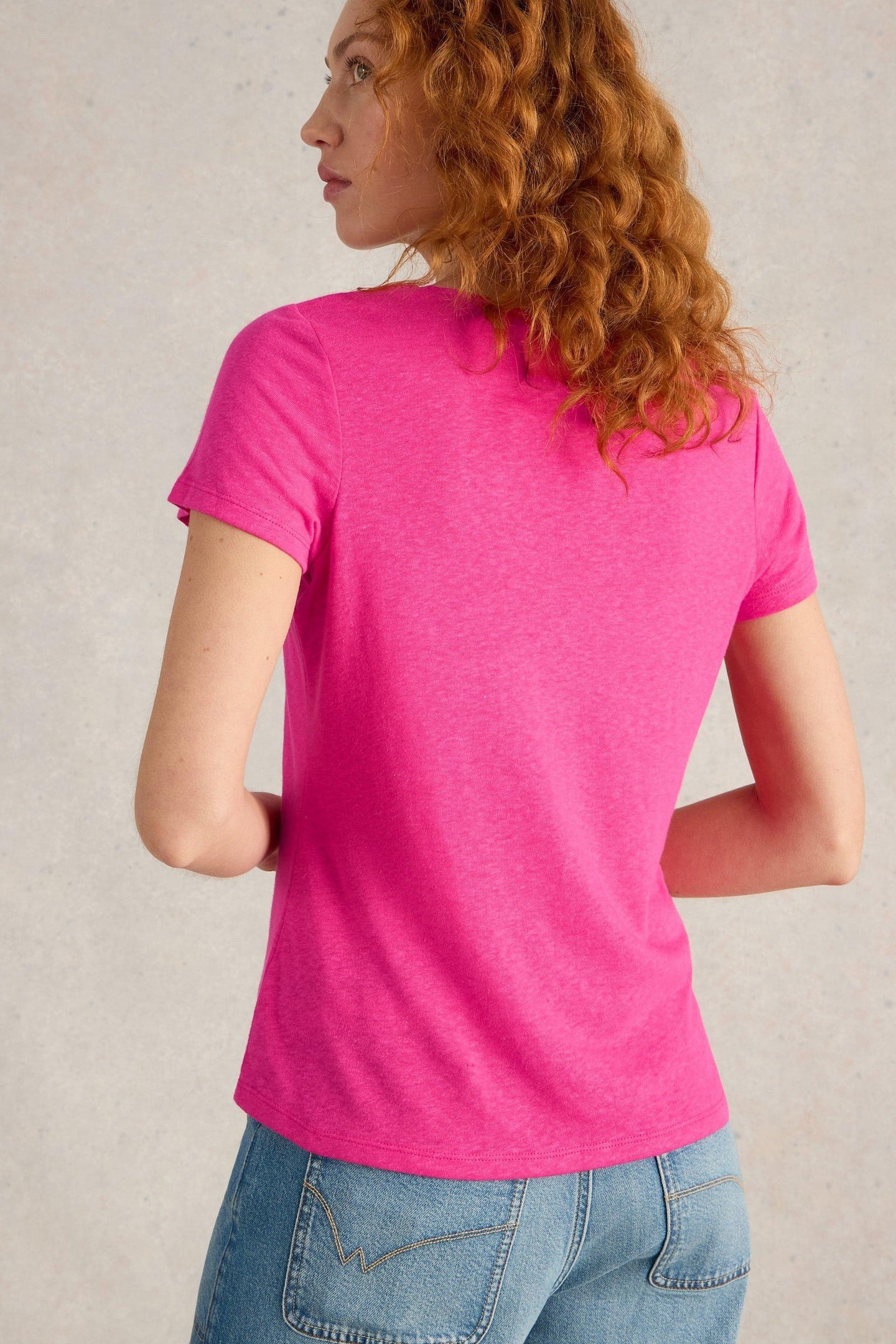 ELLIE LACE TEE BRIGHT PINK 2
