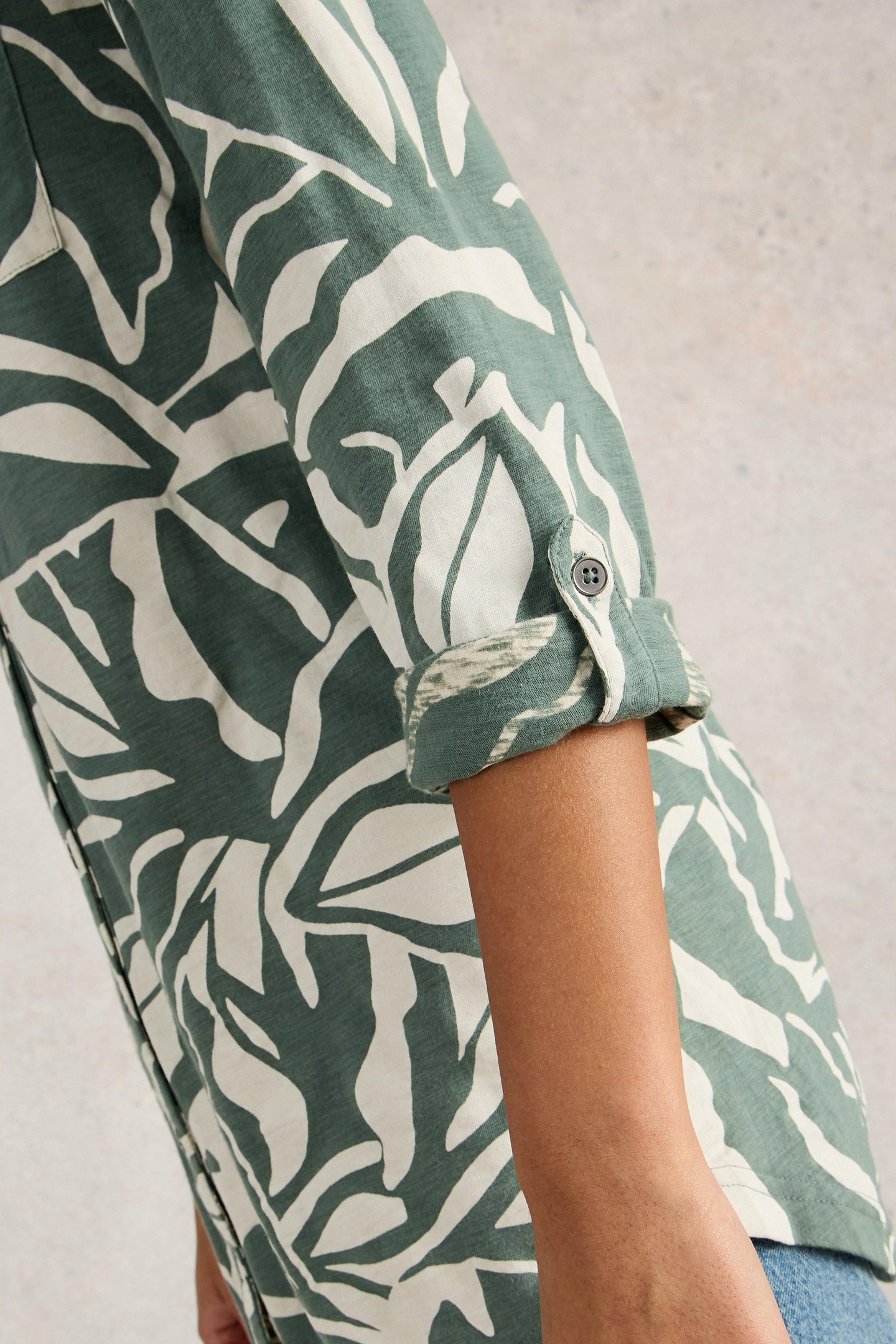 ANNIE LONGLINE SHIRT GREEN PRINT 6