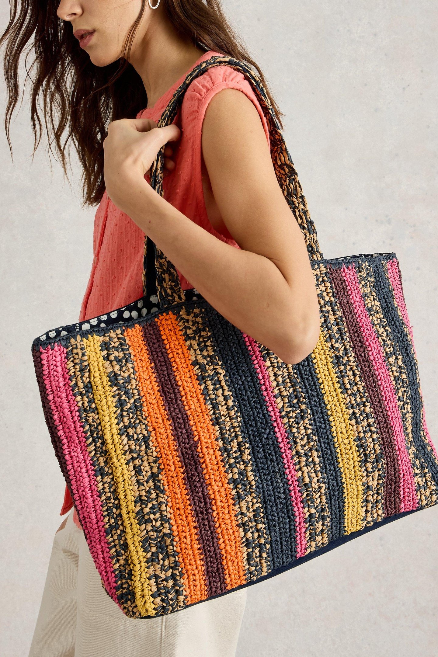 SABRINA CROCHET TOTE BAG NAVY MULTI 5