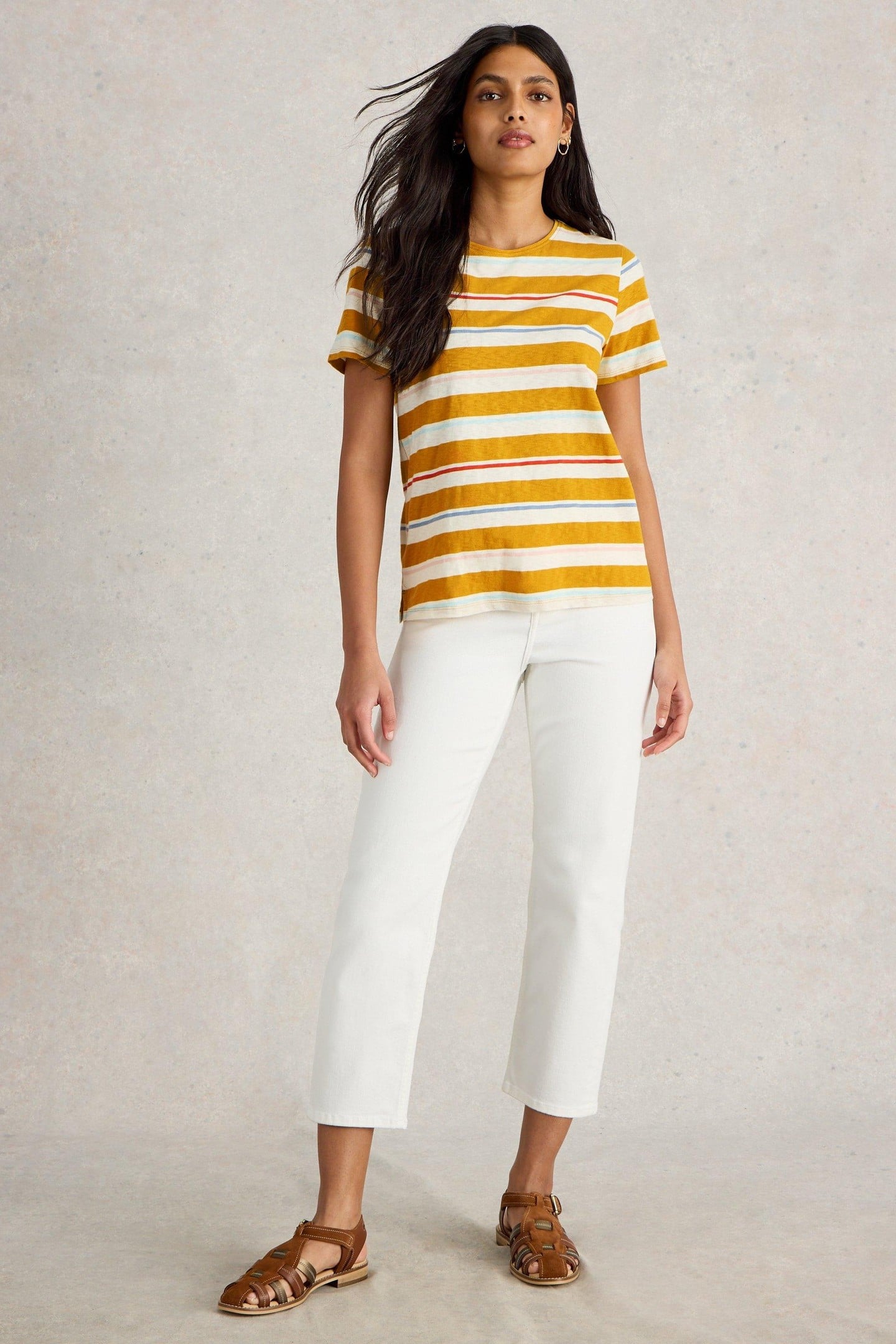 ABBIE STRIPE TEE CHARTREUSE MULTI 1