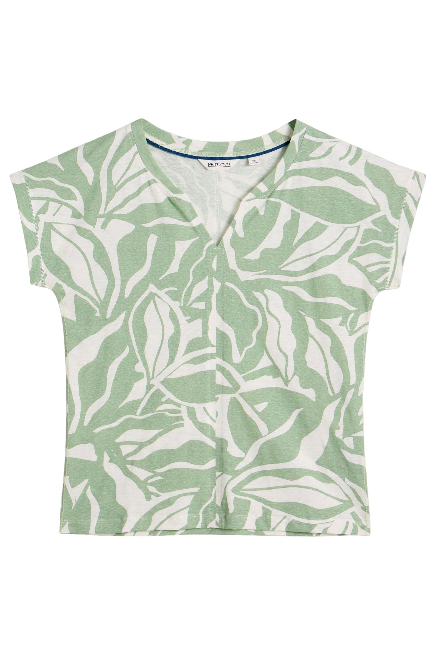 NELLY NOTCH NECK TEE GREEN PRINT 4