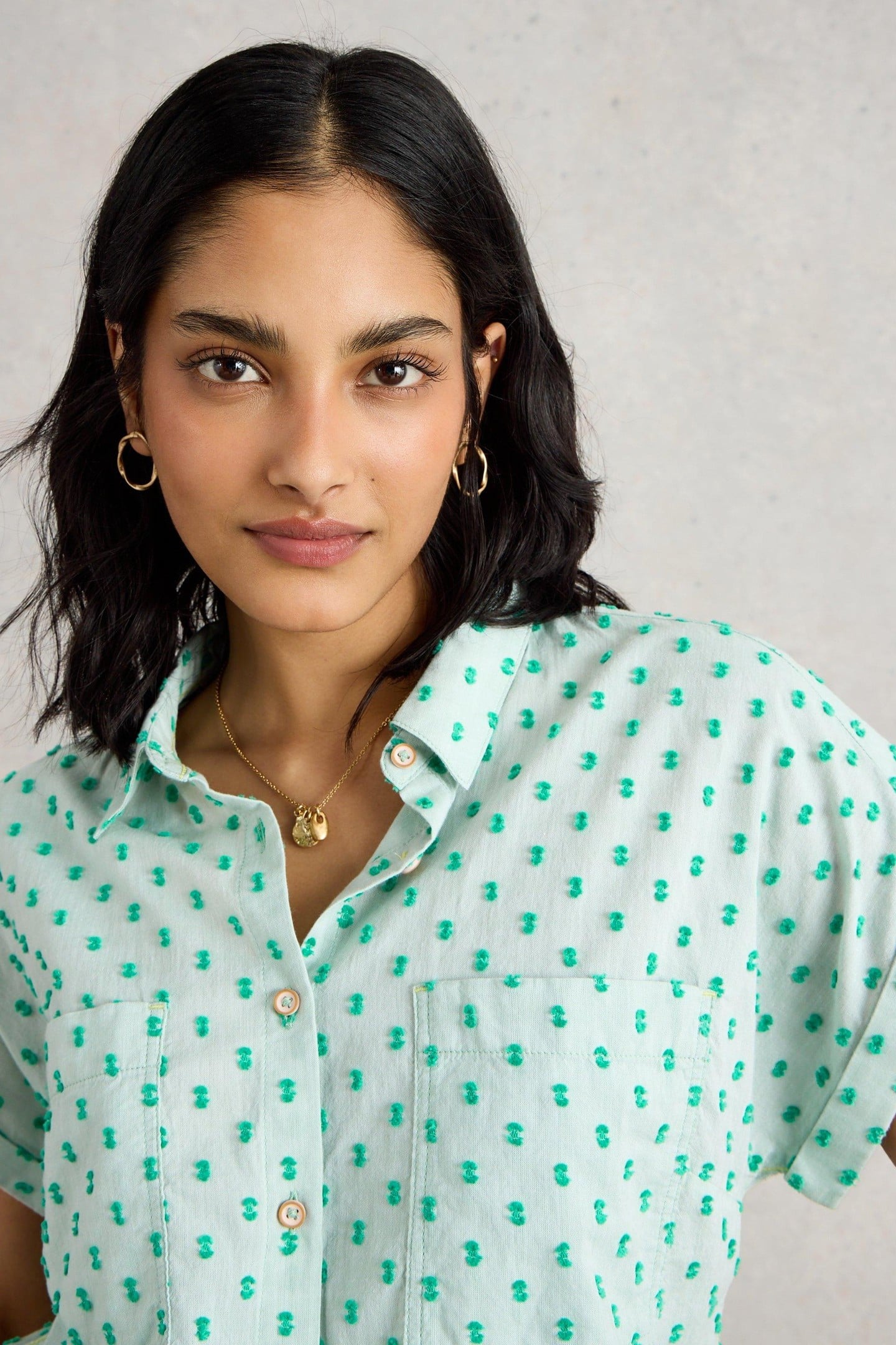 ELLIE ORGANIC COTTON SHIRT GREEN MULTI 6