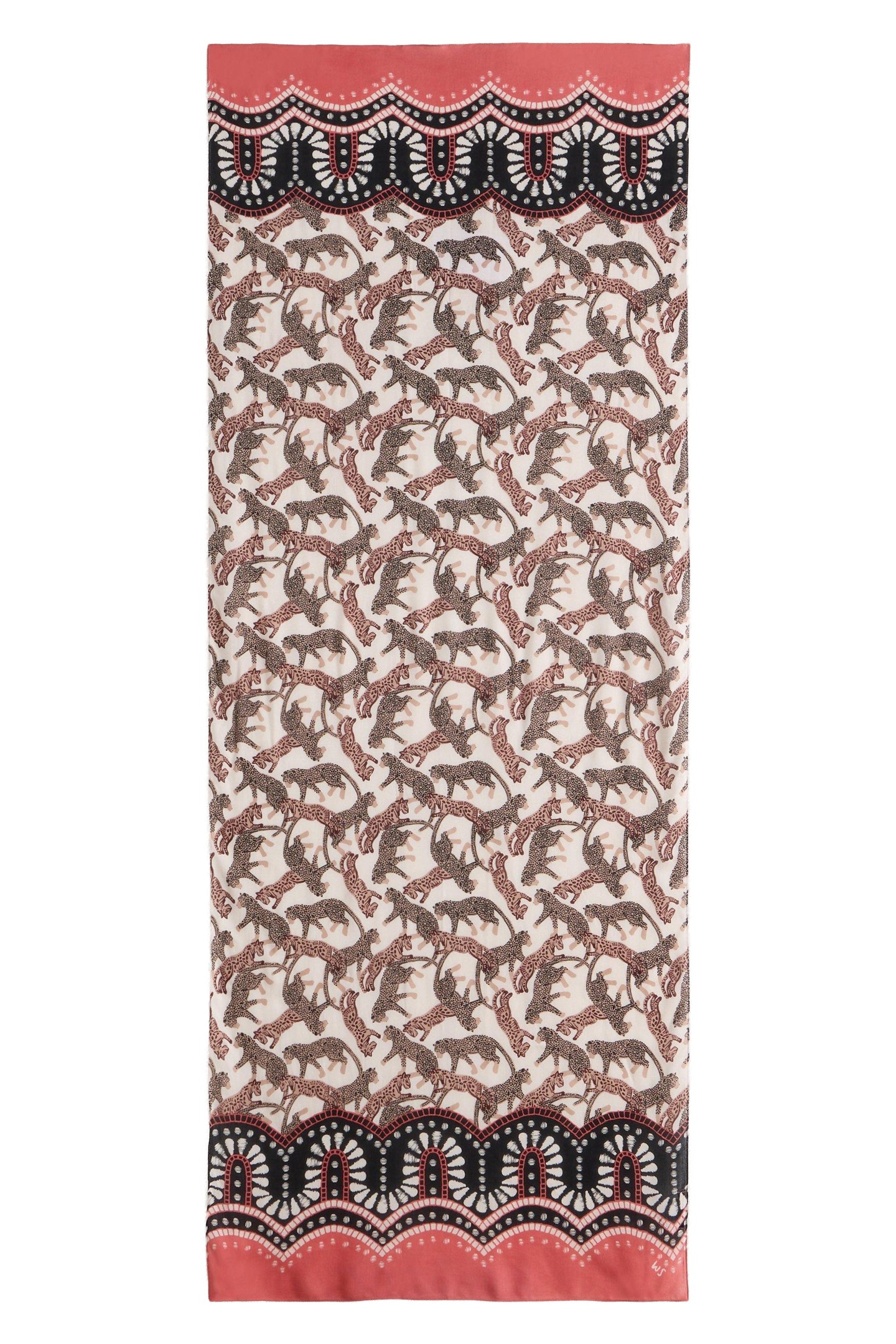 LUCINDA LEOPARD BORDER SCARF NATURAL MULTI 1