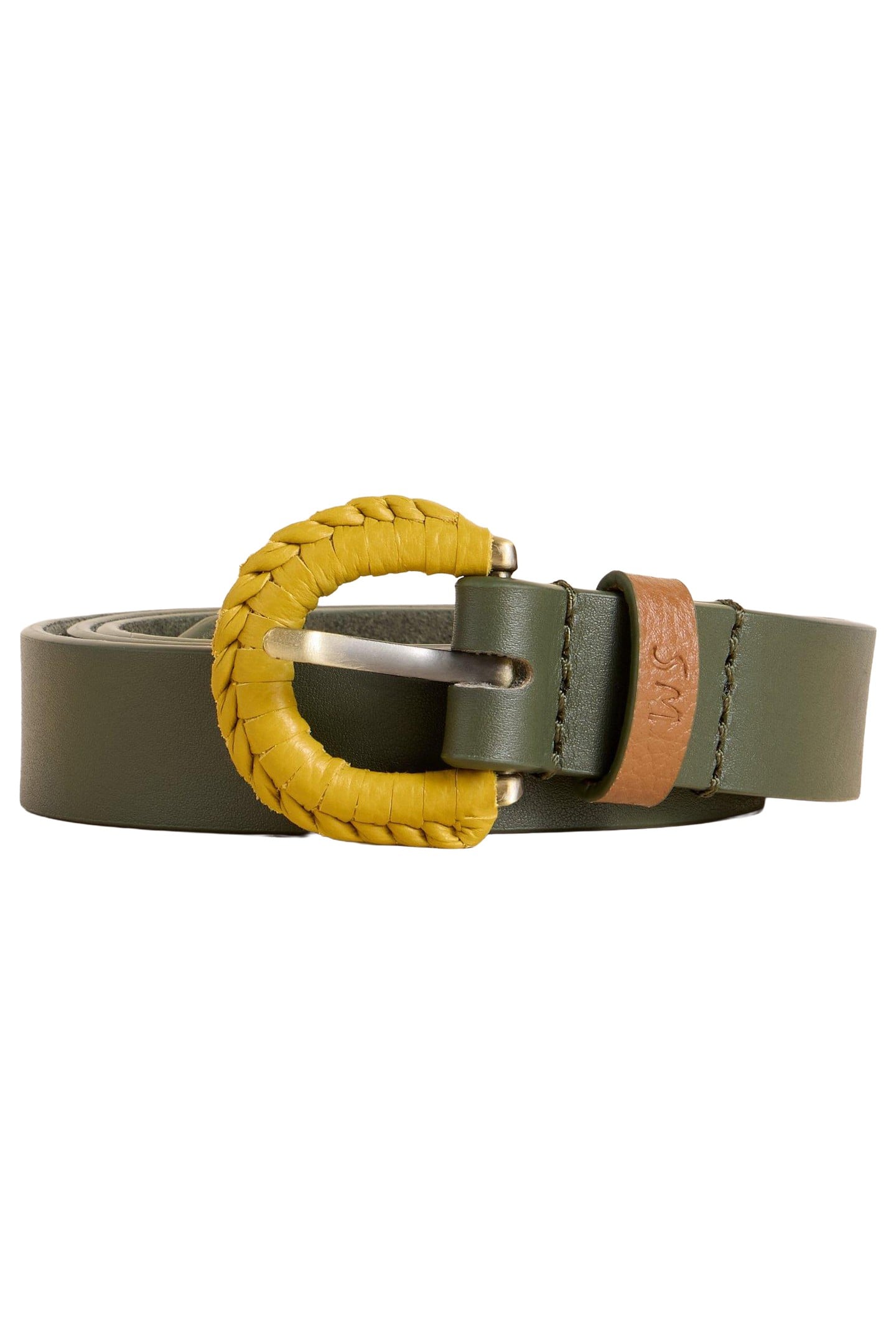 WOVEN BUCKLE BELT KHAKI GREEN 2