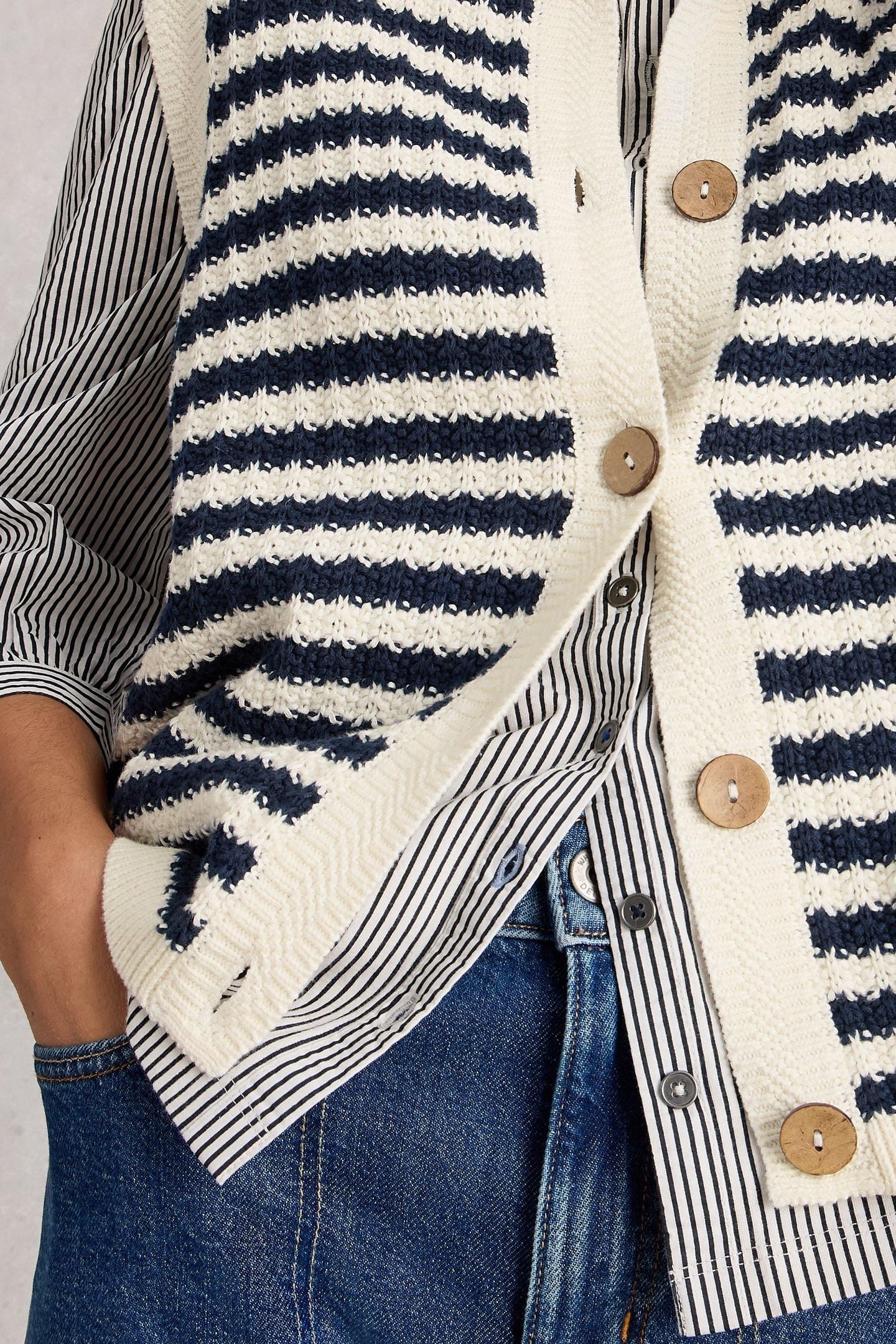 SIENNA STRIPE BUTTON TANK NAVY MULTI 6