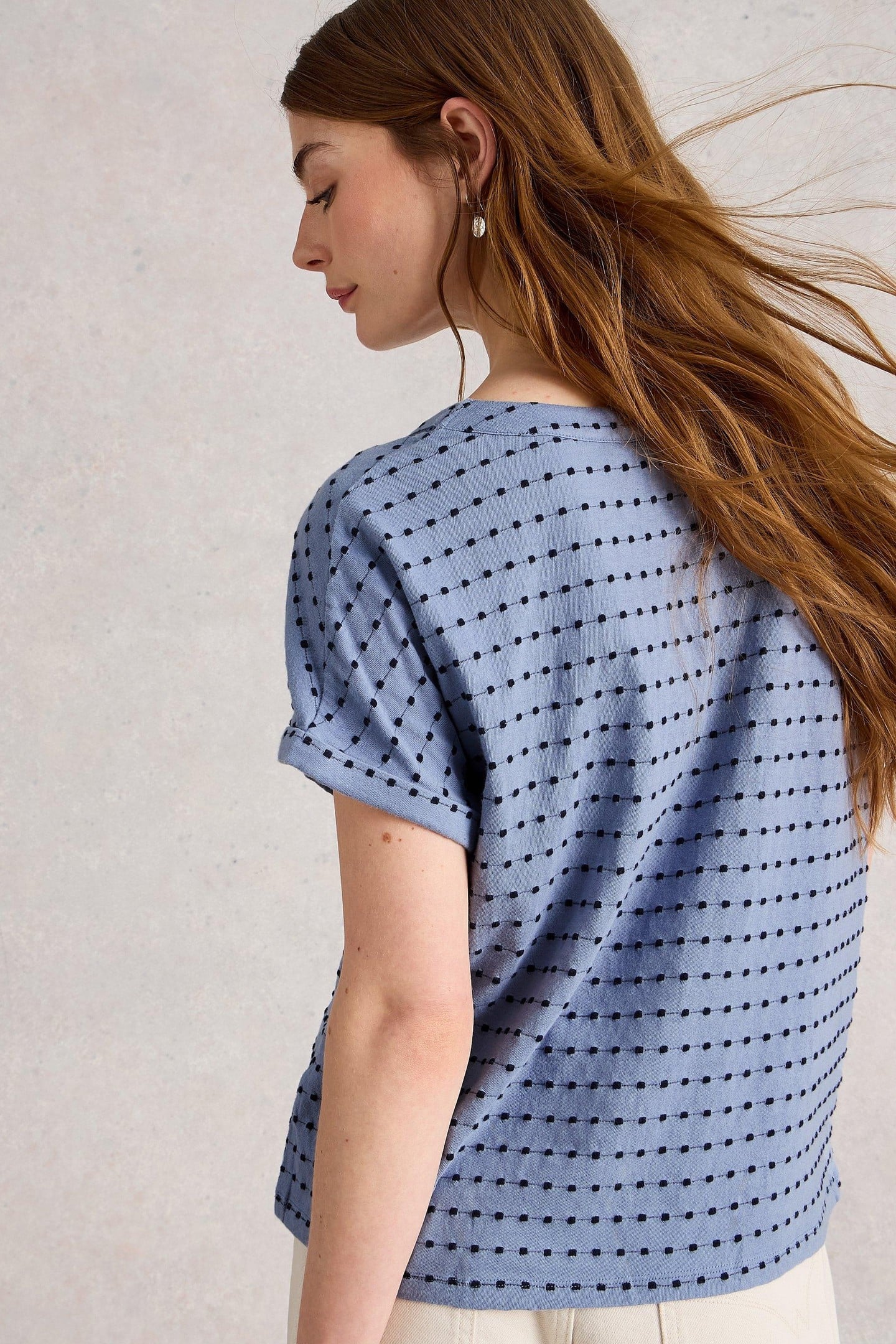 EMBROIDERED STRIPE TEE BLUE MULTI 6