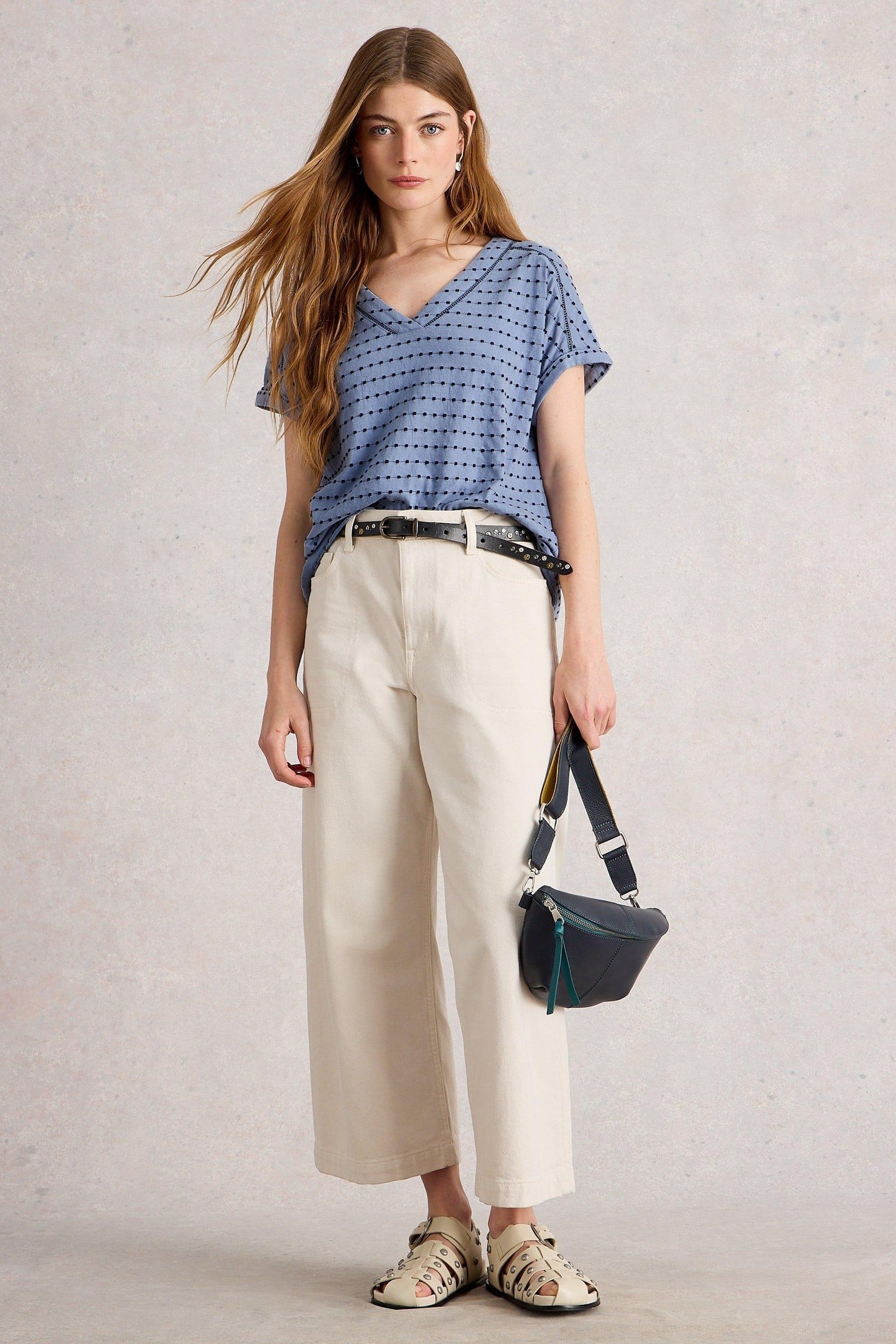 EMBROIDERED STRIPE TEE BLUE MULTI 2