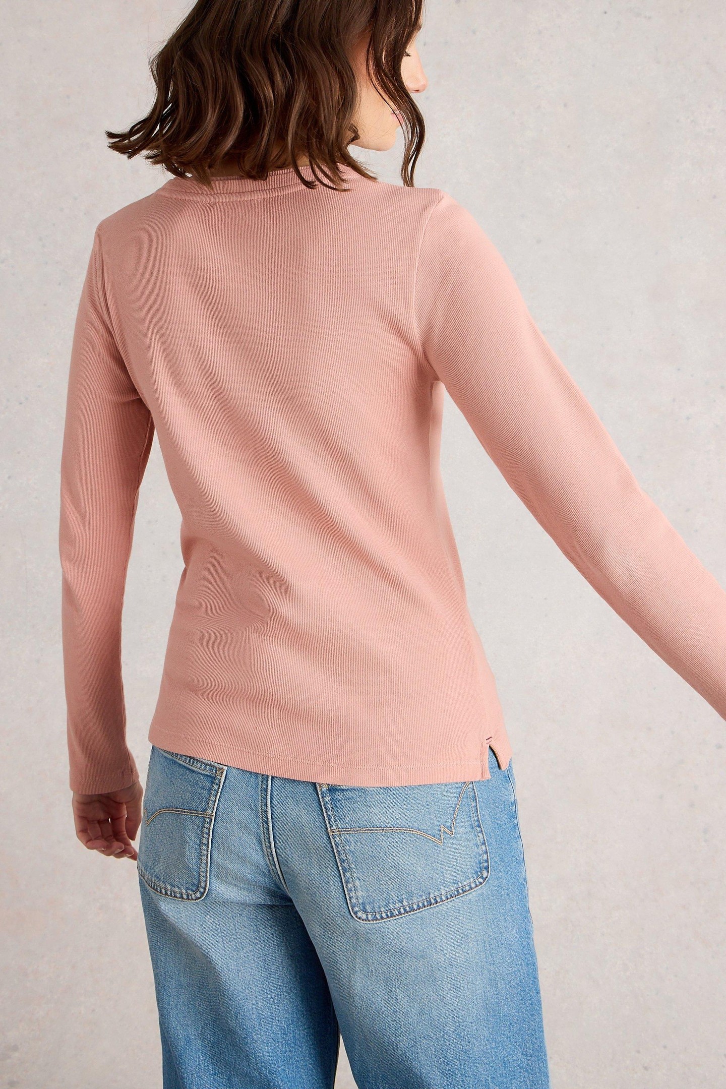 SADIE LONG SLEEVE RIB TEE DUSTY PINK 2
