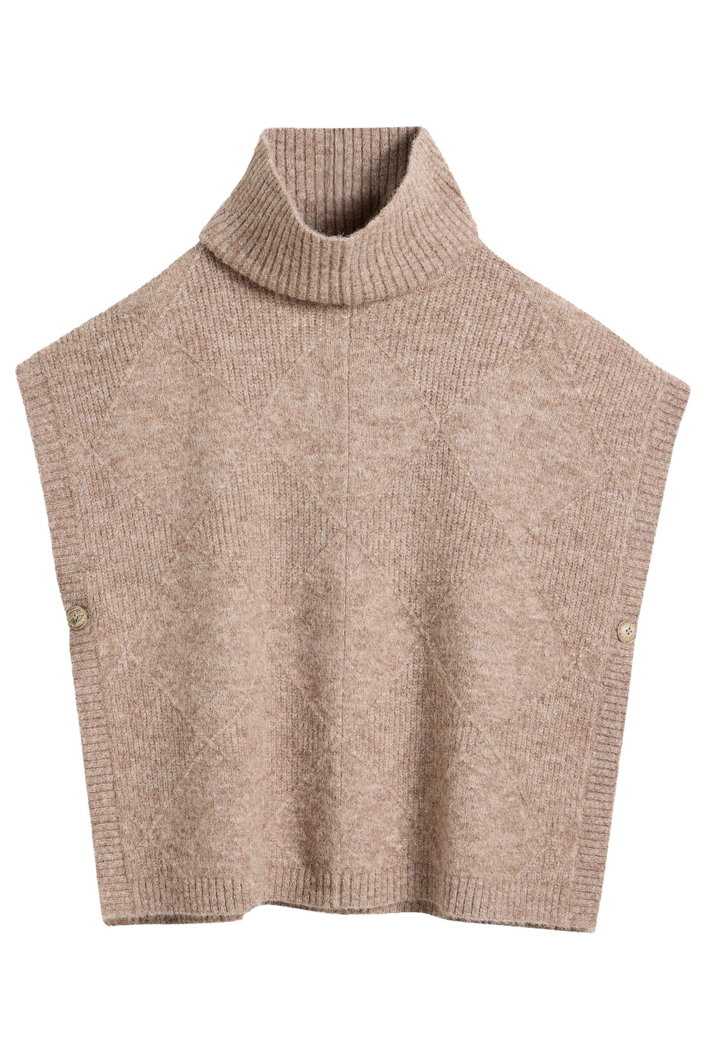 DIAMOND STITCH PONCHO LIGHT NATURAL 2