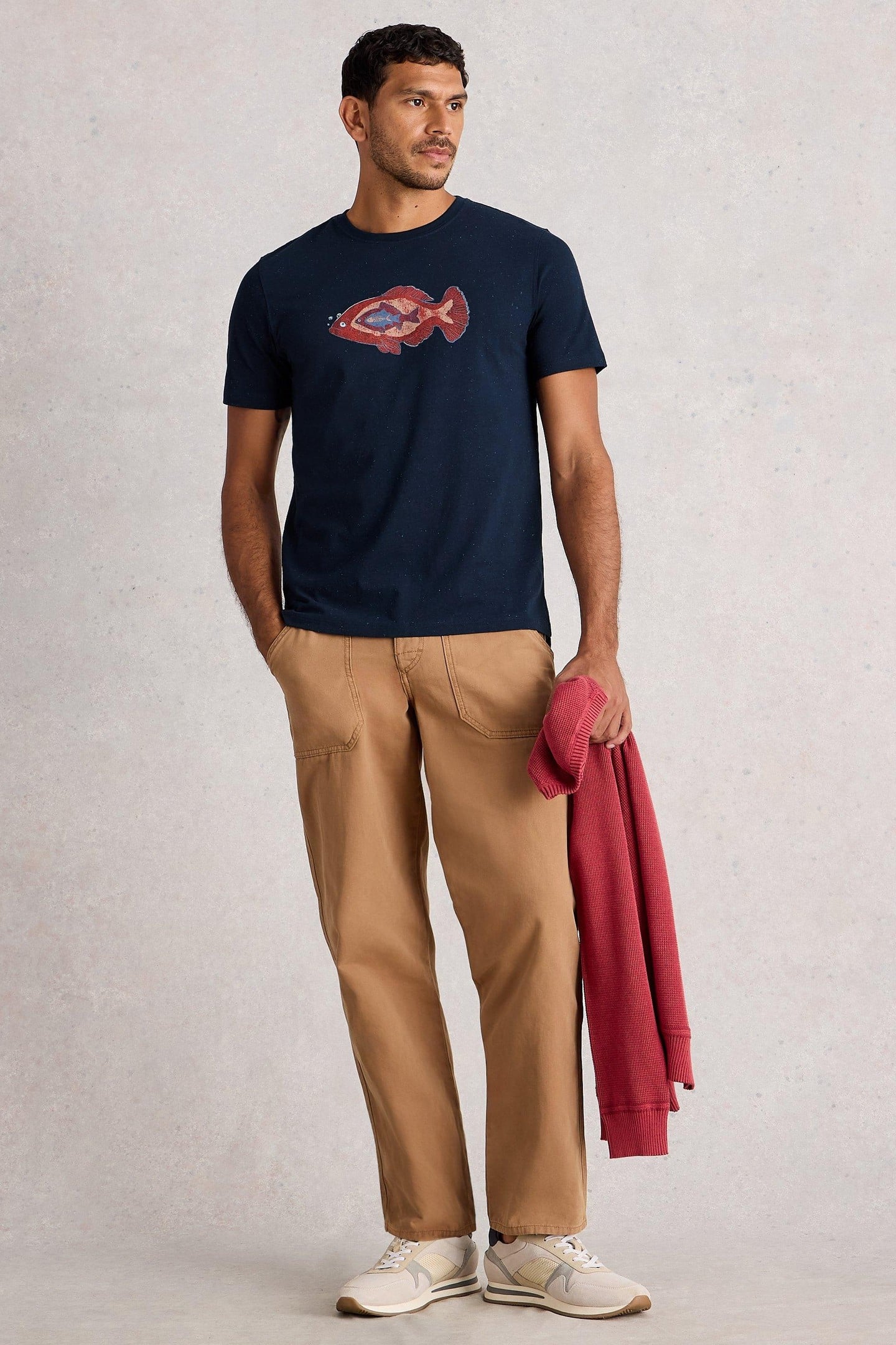 ABERSOCH GRAPHIC NEP FISH NAVY PRINT 1