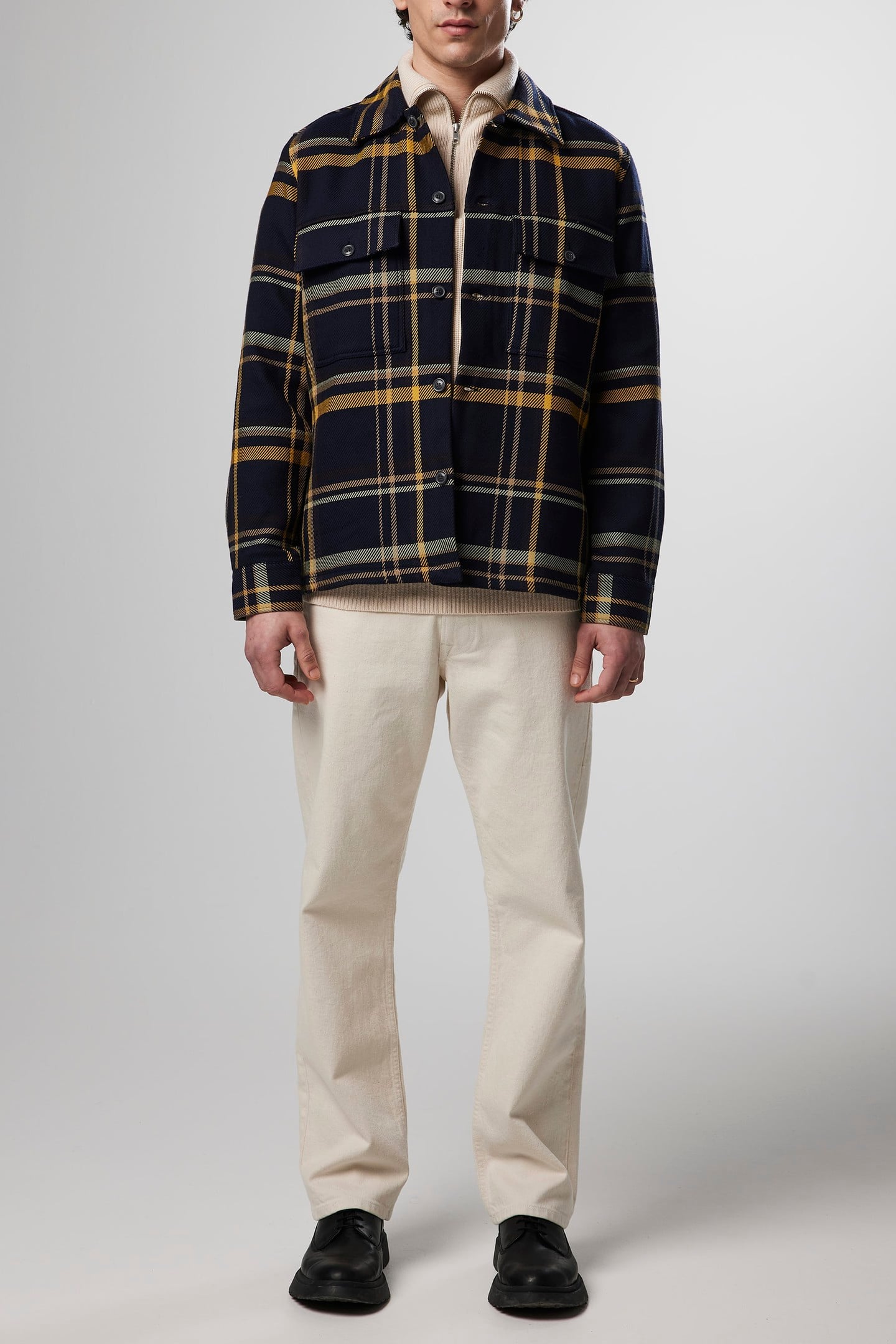 NN.07 Wilas 5001 Navy Check Maat: S | Casual Overhemden Outlet | Heren | Geel