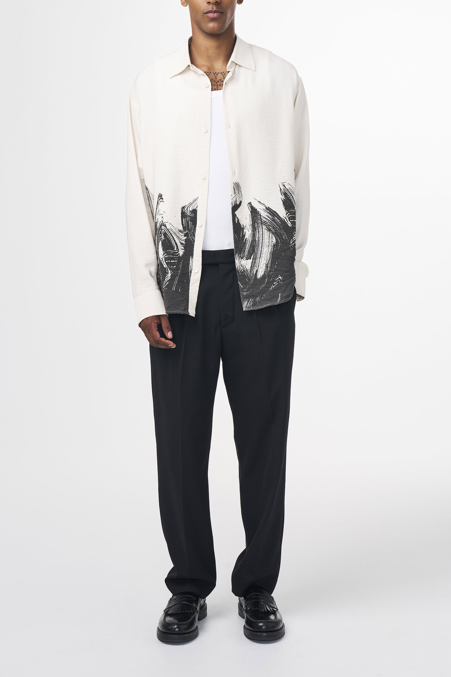 NN.07 Freddy No Pkt 5971 Ivory Maat: M | Zakelijke Overhemden Outlet | Heren | Zwart