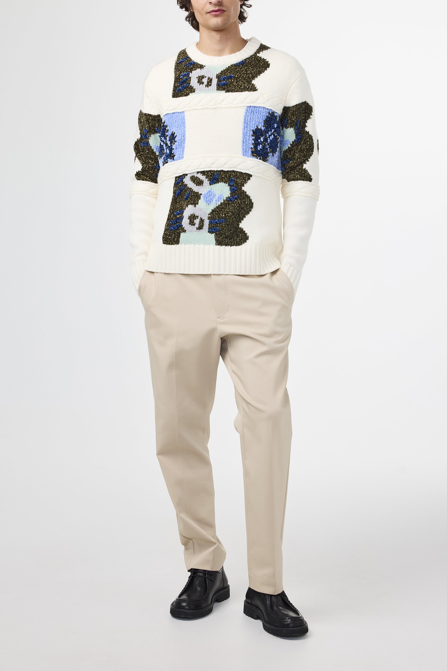 NN.07 Brady 6681 Ecru Multi Maat: XL | Sweaters Outlet | Heren | Blauw