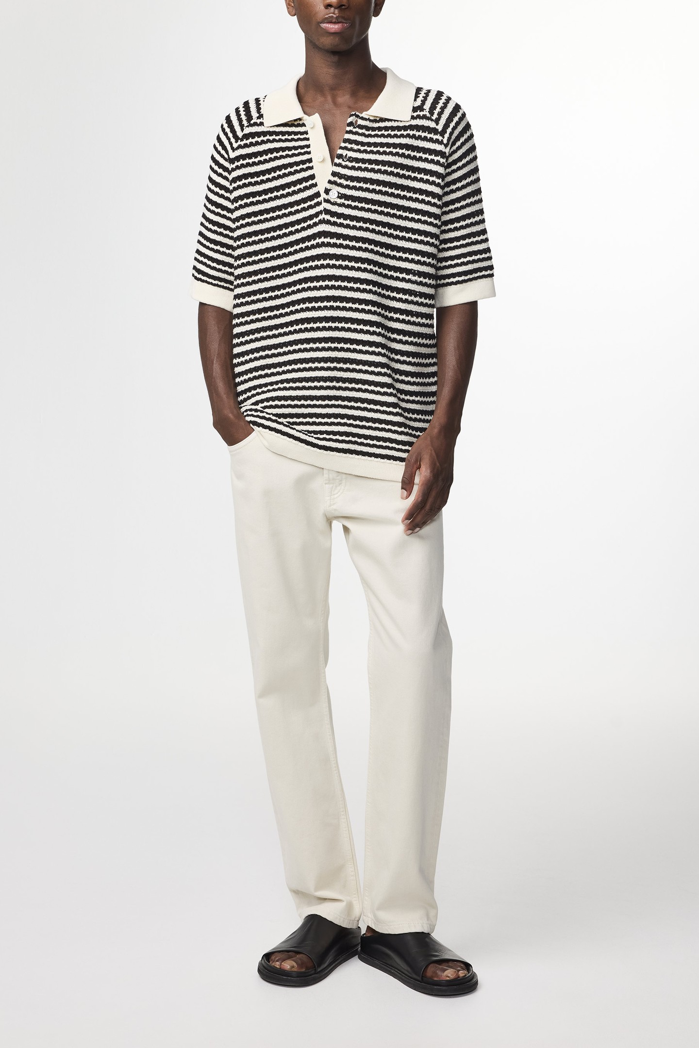 BRETT SS POLO 6686 BLACK STRIPE 1