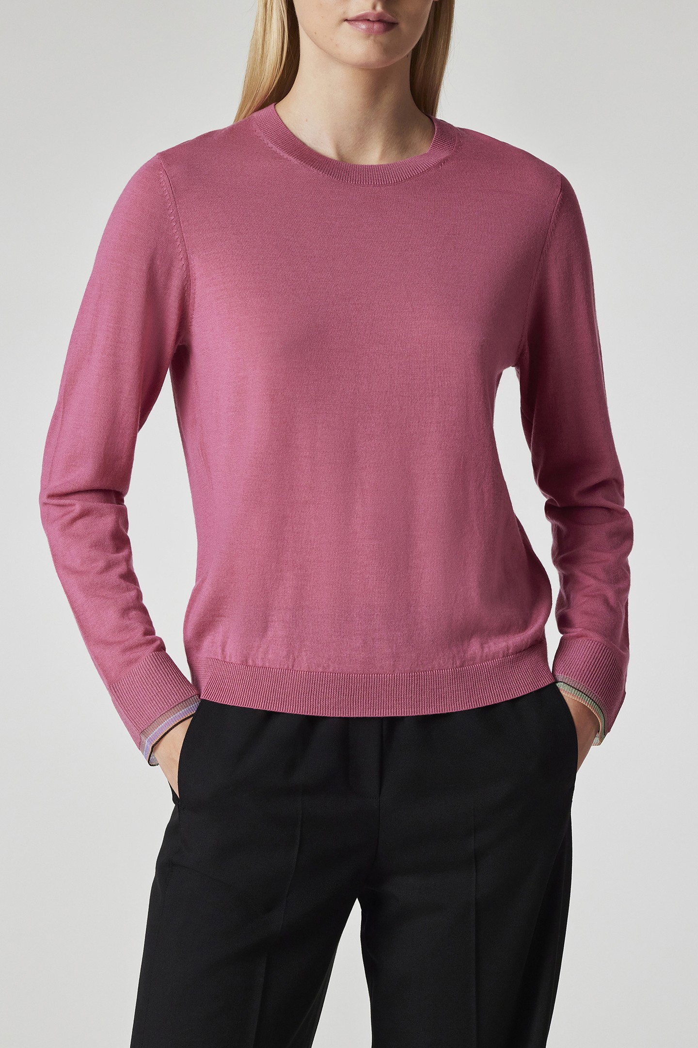 Paul Smith Womens Knitted Sweater Crew Neck Aubergine Maat: S | Sweaters Outlet | Dames | Roze
