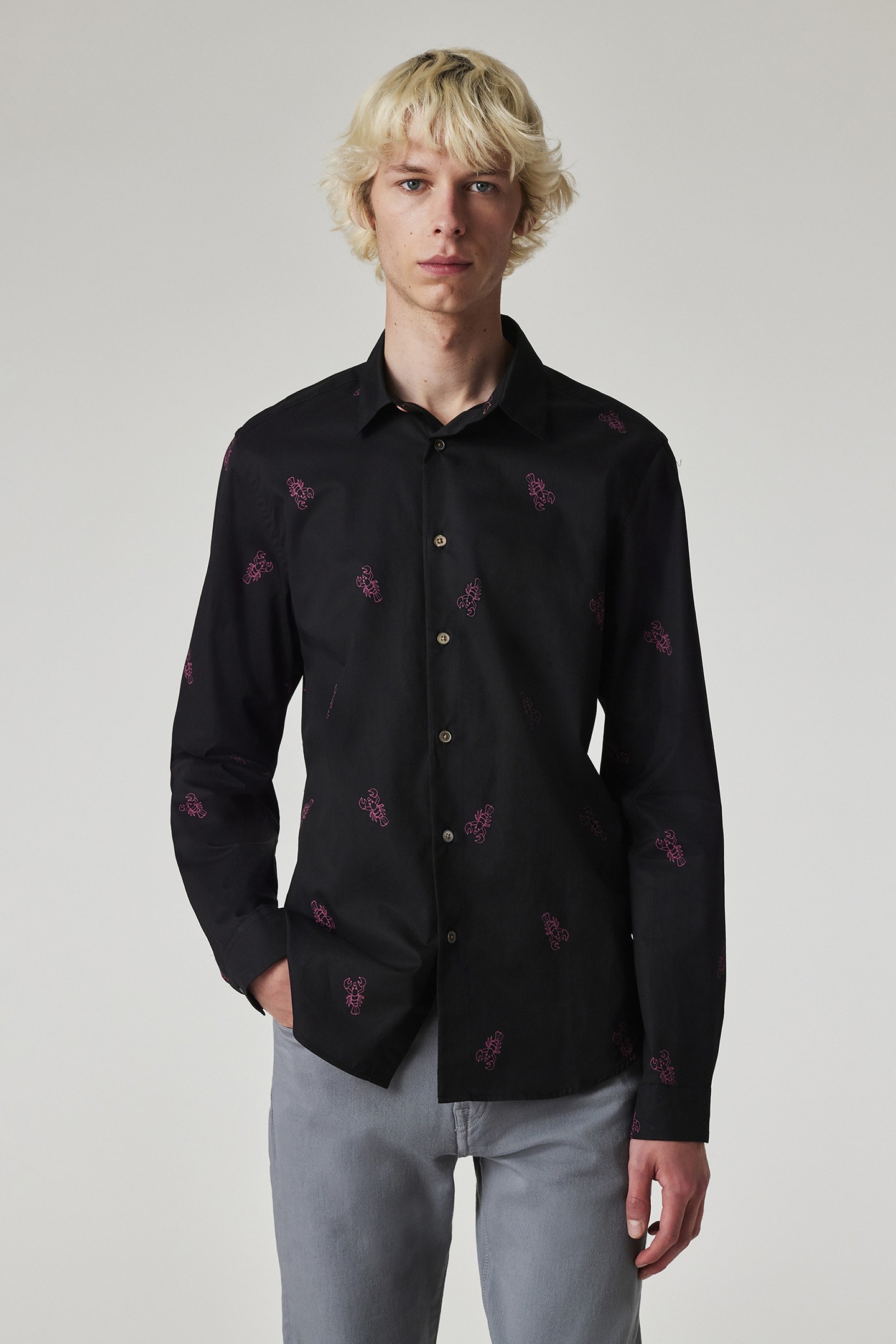 Paul Smith Mens Ls Slim Fit Shirt Black Maat: M | Casual Overhemden Outlet | Heren | Zwart