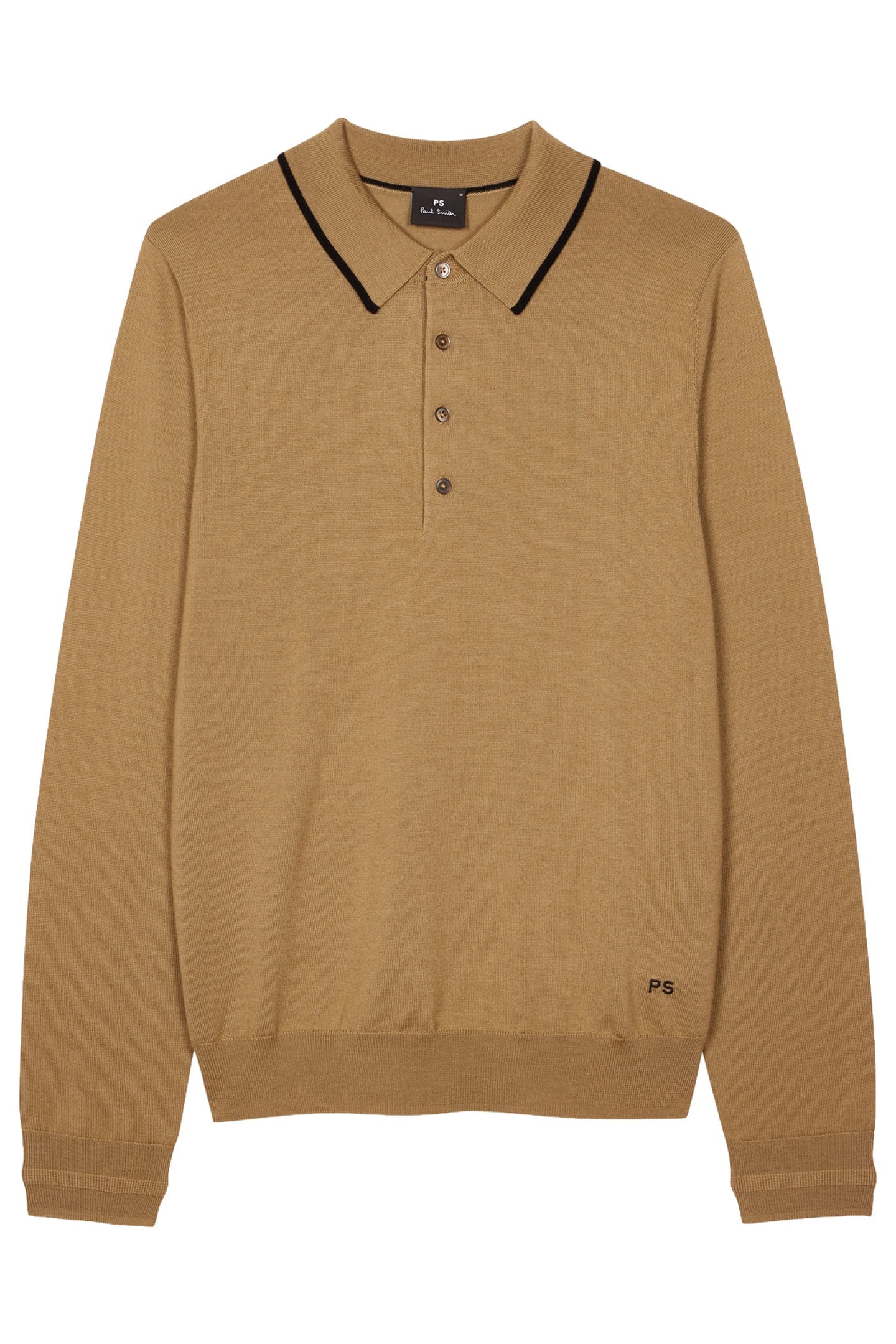 Paul Smith Mens Sweater Ls Polo Camel Maat: S | Poloshirts Outlet | Heren | Bruin