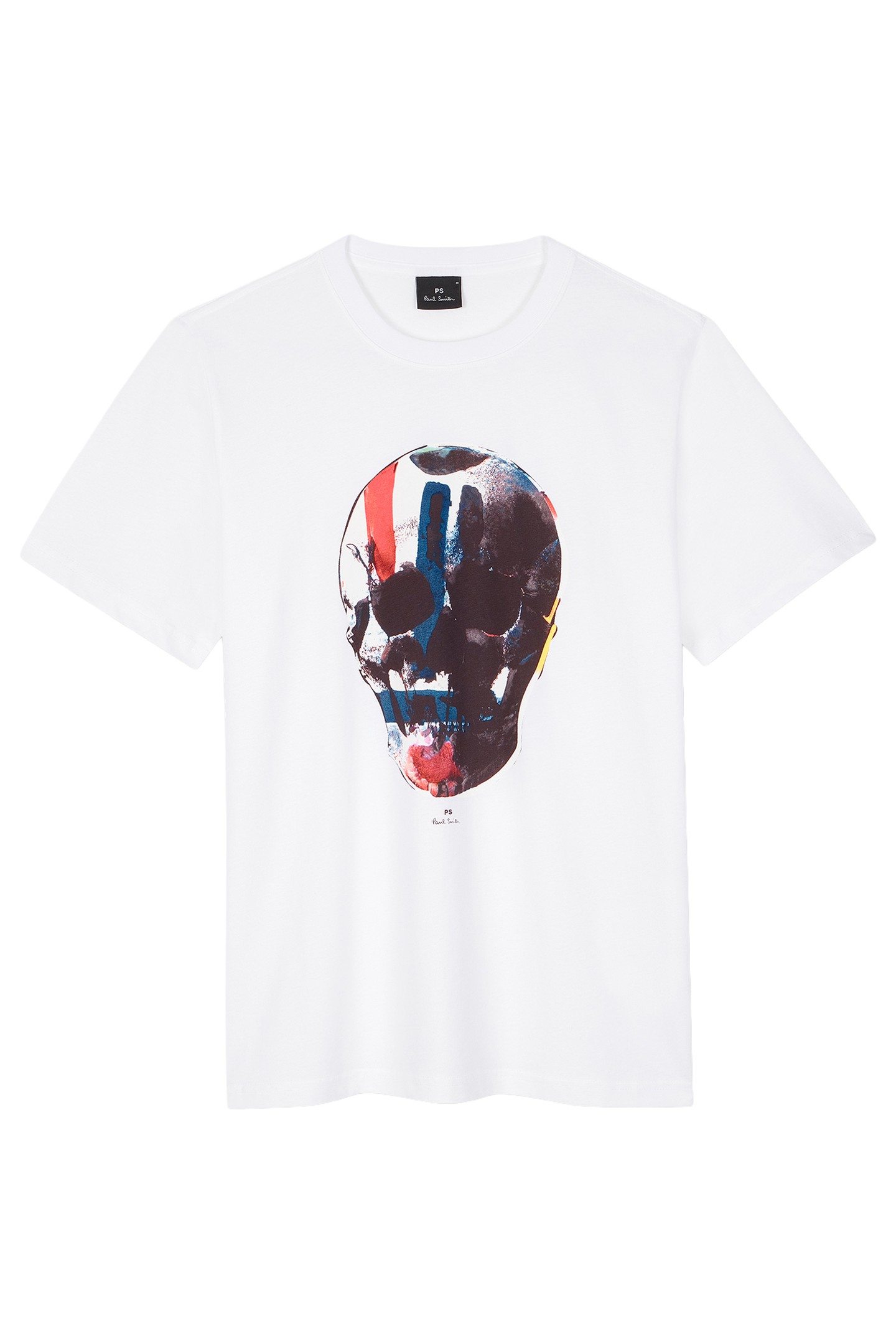 Paul Smith Mens Reg Fit Ss T Shirt Skull Red Blue White Maat: L | T-shirts met Print Outlet | Heren | Wit